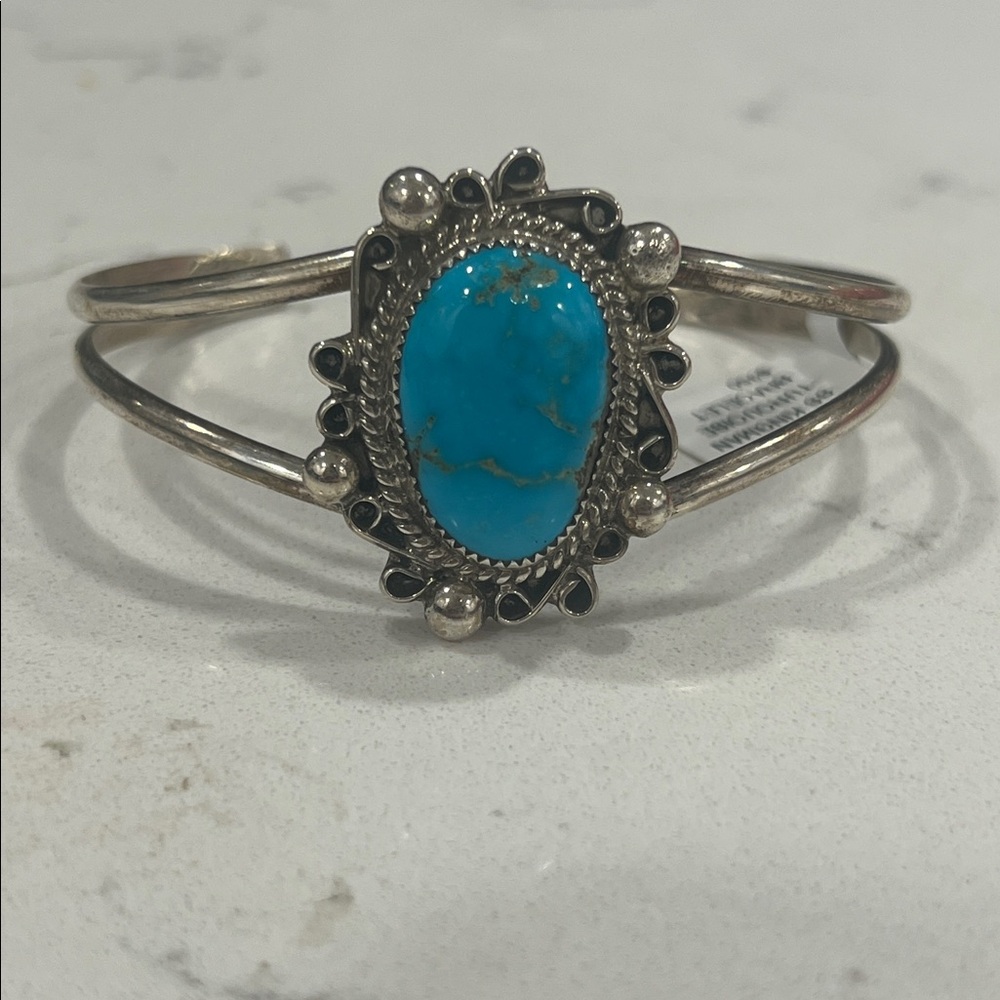 Donovan Nez Kingman Turquoise Cuff in Sterling Silver